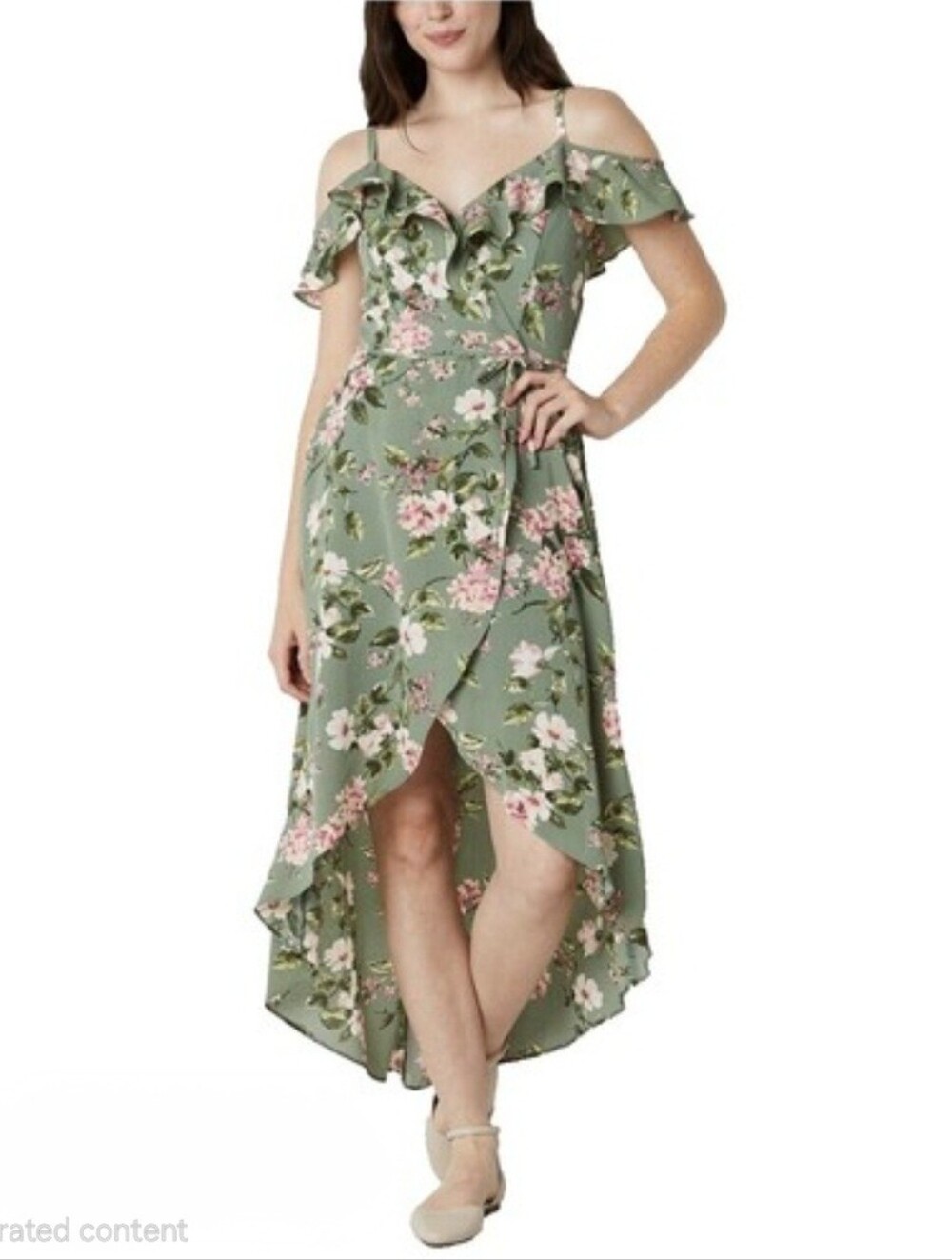 NWT Floral By & By sage green Hi low dress SZ XXL